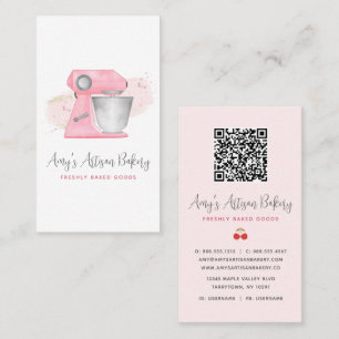 Rosa Backmischermaschinen-Logo QR-Code Konditor-Lo Visitenkarte