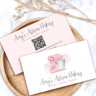 Rosa Backmischermaschinen-QR-Code-Pastrychef Visitenkarte