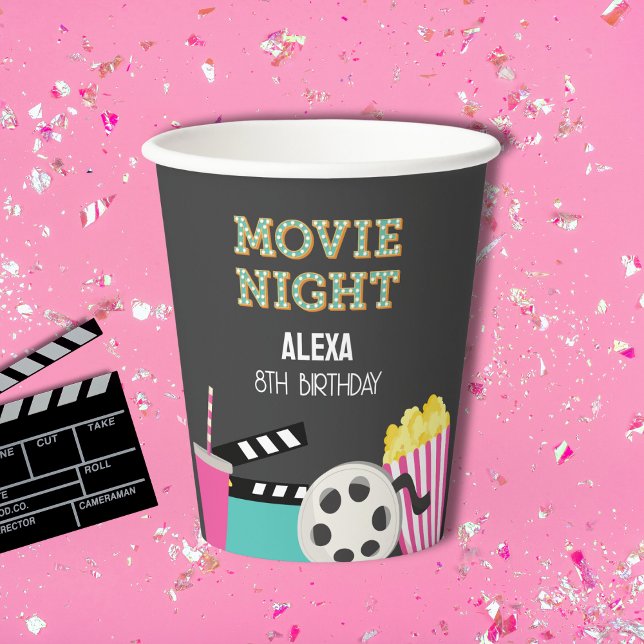 Rosa Backyard Movie Night Party Paper Cup Pappbecher (Von Creator hochgeladen)