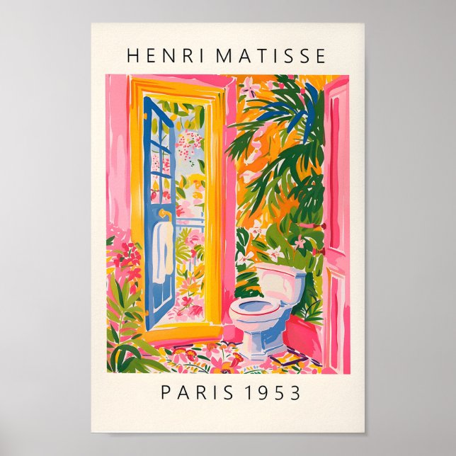 Rosa Badezimmer Wand Kunst, Sonnentoilette Poster, Poster (Vorne)