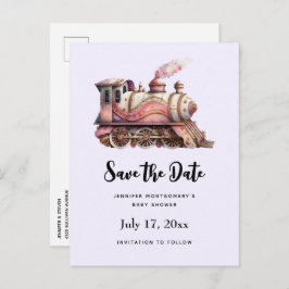 Rosa Bahn Motor Vintag Steampunk Stil Ankündigungspostkarte