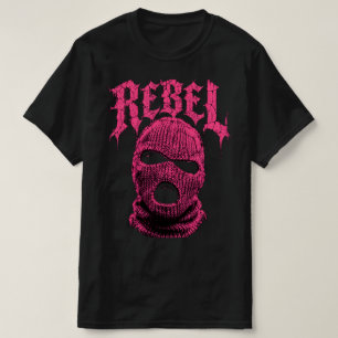 Rosa Balaclava-Skimaske Rebell Dark Streetwear T-Shirt