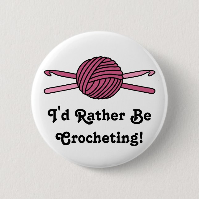 Rosa Ball der Garn-u. Häkelarbeit-Haken Button (Vorderseite)