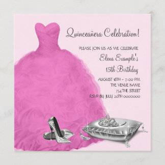 Rosa Ball Gown High Heel Shoes Pink Quinceanera Einladung