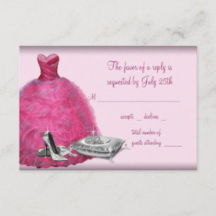Rosa Ball Gown High Heel Shoes Quinceanera UAWG RSVP Karte