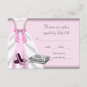 Rosa Ball Gown High Heel Shoes Quinceanera UAWG RSVP Karte