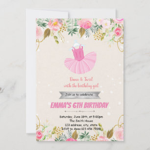Rosa Ballerina BIRTHDAY Einladung