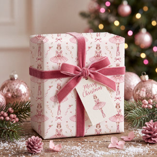 Rosa Ballerina Coquette Nussknacker Nahtlos Geschenkpapier