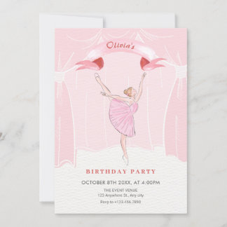 Rosa Ballerina Geburtstag Einladung
