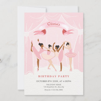 Rosa Ballerina Geburtstag Einladung