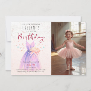 Rosa Ballerina Geburtstagsmädchen Foto Tutu Party Einladung