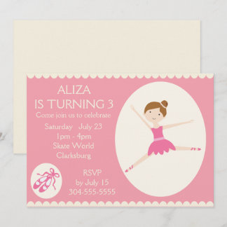 Rosa Ballerina Geburtstagsparty Einladung