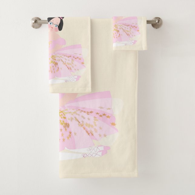 Rosa Ballerina Handtücher Set. (Insitu)