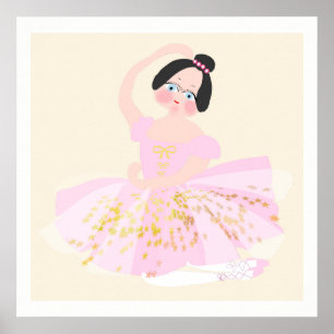 Rosa Ballerina-Kunstillustration. Poster