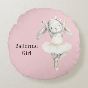 Rosa Ballerina-Mädchen-Hase im Tutu Rundes Kissen