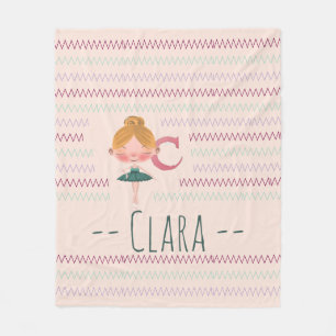 Rosa Ballerina-Monogramm C Name Fleecedecke