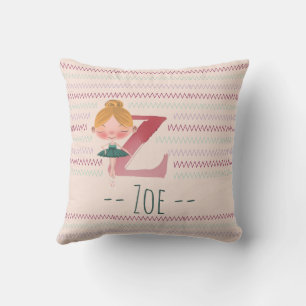 Rosa Ballerina-Monogramm Z – Personalisierte Kunst Kissen
