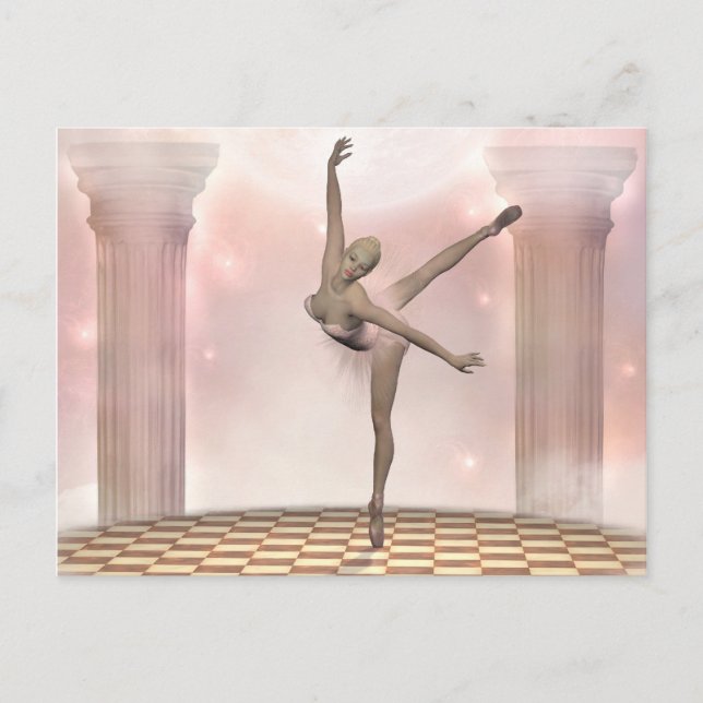 Rosa Ballerina Postkarte (Vorderseite)
