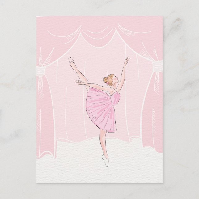 Rosa Ballerina Postkarte (Vorderseite)