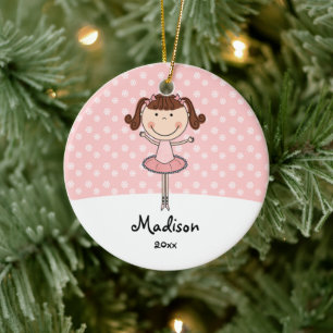 Rosa Ballerina-Schneeflocke-personalisiertes Keramik Ornament