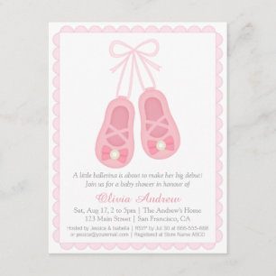 Rosa Ballerina-Schuh Mädchen Baby Shower Einladung