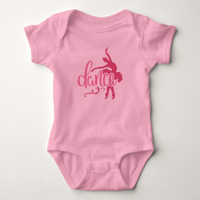 Rosa Ballerina Silhouette Ballett Tanz Baby Strampler (Vorderseite)