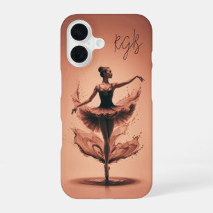 Rosa Ballerina-Splash mit individuellen Initialen  iPhone 16 Hülle