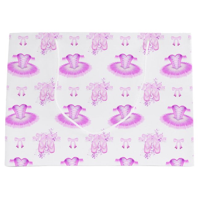 Rosa Ballerina Tutu & Shoes Ballett Große Geschenktüte (Vorderseite)