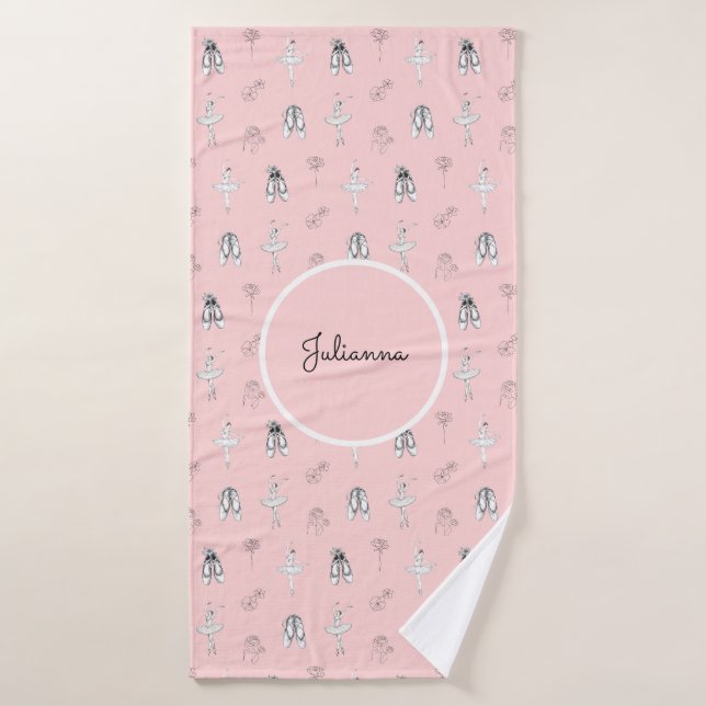 Rosa Ballerina und Blume Badehandtuch (Badehandtuch)