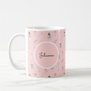 Rosa Ballerina und Blume Kaffeetasse