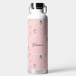 Rosa Ballerina und Blume Trinkflasche