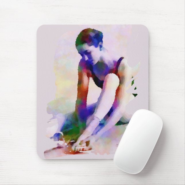 Rosa Ballerina Wasserfarbe Zeitgenössische Kunst Mousepad (Mit Mouse)