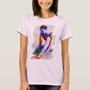 Rosa Ballerina Wasserfarbe Zeitgenössische Kunst T-Shirt