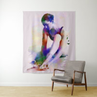 Rosa Ballerina Wasserfarbe Zeitgenössische Kunst