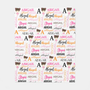 Rosa Ballerinas mit Name und Monogramm-Collage Fleecedecke