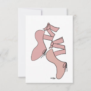 Rosa Ballett-Schuh-Kunst-Einladung RSVP Karte