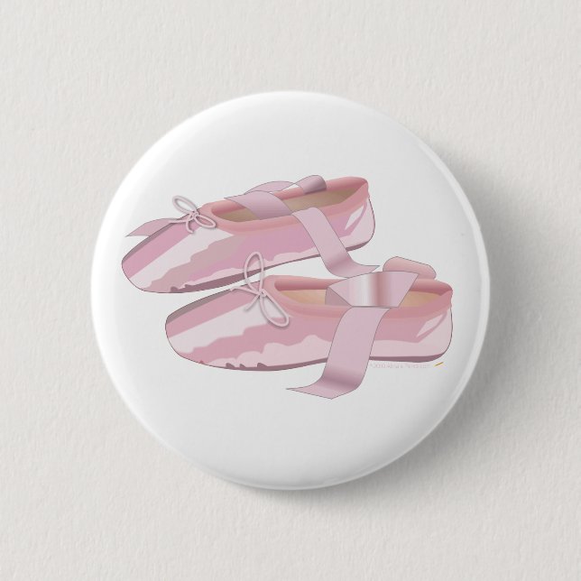Rosa Ballett-Schuh-Pantoffel Button (Vorderseite)