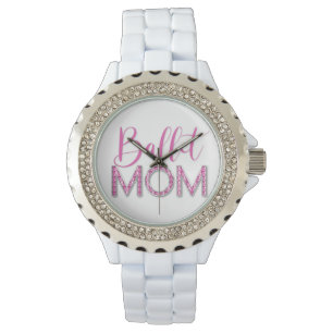 Rosa Ballett-Tanz-Mutter Funkel Diamant Glamour Armbanduhr