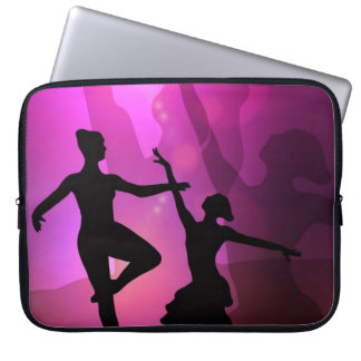 Rosa Ballett-Tänzer-Silhouette-Laptop-Hülse Laptopschutzhülle