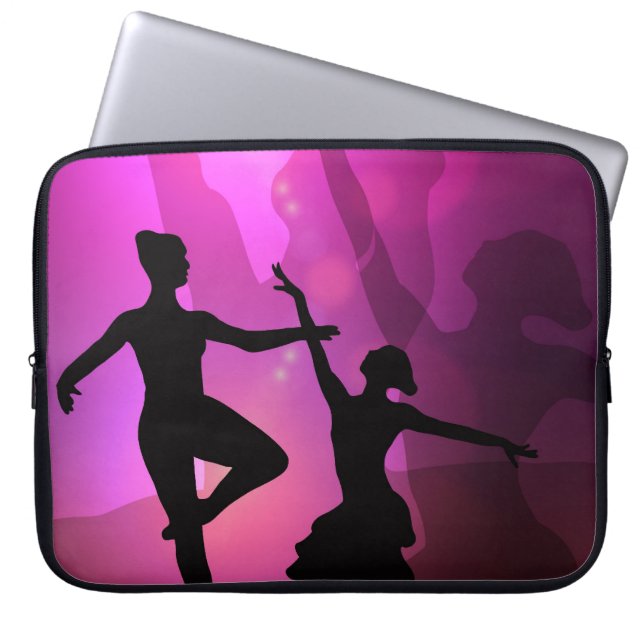 Rosa Ballett-Tänzer-Silhouette-Laptop-Hülse Laptopschutzhülle (Vorderseite)