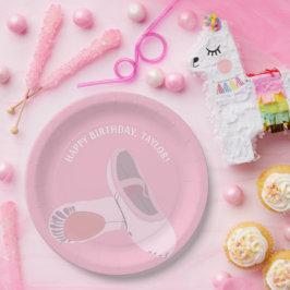 Rosa Ballettschuhe auf rosa Personalisiertem Party Pappteller