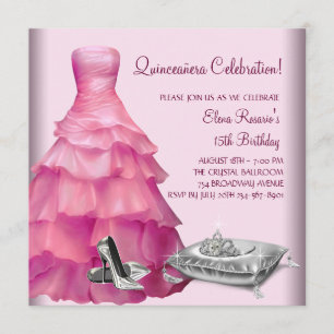 Rosa Ballkleid High Heels Rosa Quinceanera Einladung
