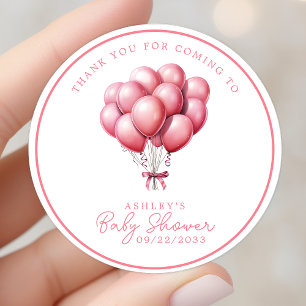 Rosa Ballon Aquarell Mädchen Baby Shower Danke sch Runder Aufkleber