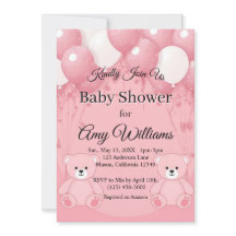 Rosa Ballon Babydusche Einladung