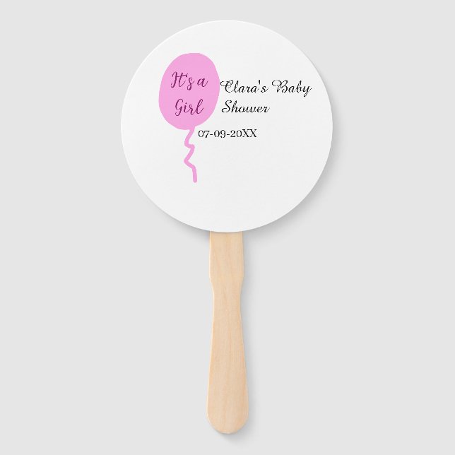 Rosa Ballon es ist ein Mädchen Dusche hinzufügen N Fächer (Vorderseite)