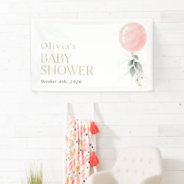 Rosa Ballon, Eukalyptus, Babydusche Willkommen Banner