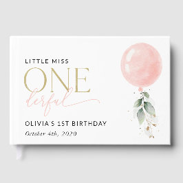 Rosa Ballon, Eukalyptus, Grüne, Erster Geburtstag Gästebuch