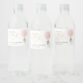 Rosa Ballon, Eukalyptus, Grüne, Erster Geburtstag Wasserflaschenetikett