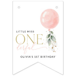 Rosa Ballon, Eukalyptus, Grüne, Erster Geburtstag Wimpelkette