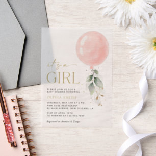 Rosa Ballon, Eukalyptus, Grünpflanzen, Babydusche